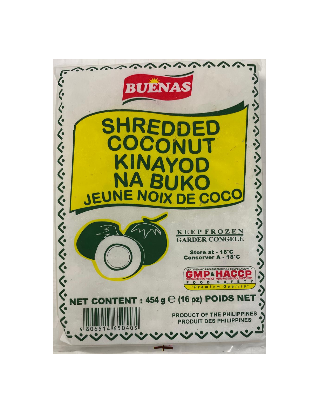 Buenas Shredded Young Coconut (Buko) 454g - Frozen | Sing Kee