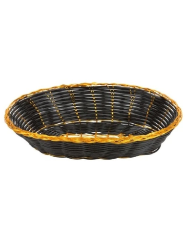 Oval Gold Trim Black Basket 229x159x57mm