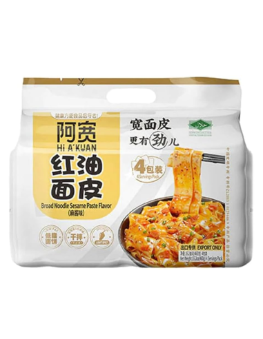 Baijia Akuan Broad Noodle Sesame Sauce Flavour 120g x 4
