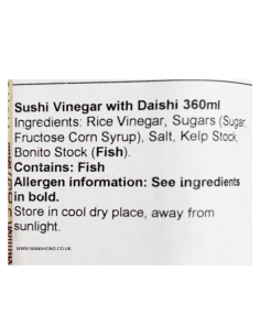 Diet Tamanoi Sushi Vinegar with Kelp Soup Stock 360ml 2