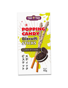 Tiger Tiger Popping Candy Biscuits Sticks Cookies & Cream 40g