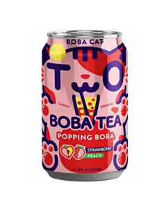 Boba Cat Strawberry & Peach Bubble Tea 315ml