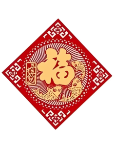 絨布斗方立體壁掛-福 38x38cm