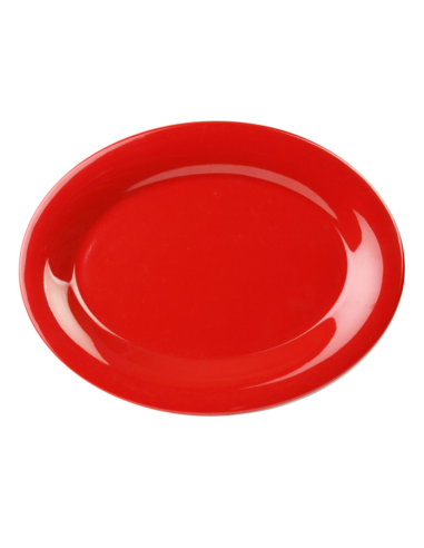 10" Red Melamine Oval Plate