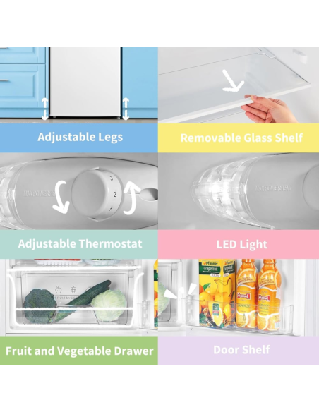 COMFEE 131L Under Counter Larder Fridge with 3 Removable Shelves and Drawer (AJ0393)