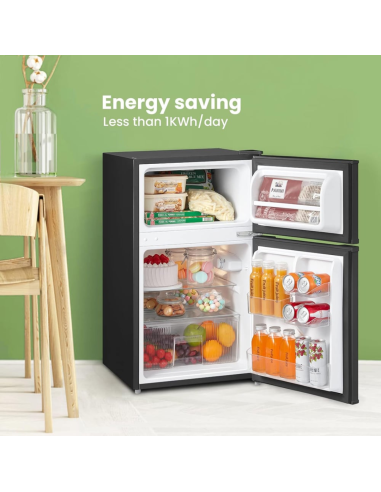 COMFEE Black 87L 2-Section Under Counter Fridge Freezer with Removable Shelves (AJ0391)