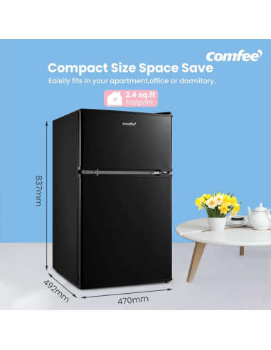 COMFEE White 87L 2-Section Under Counter Fridge Freezer with Removable Shelves (AJ0390)