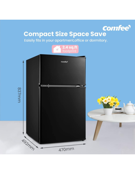 COMFEE White 87L 2-Section Under Counter Fridge Freezer with Removable Shelves (AJ0390)
