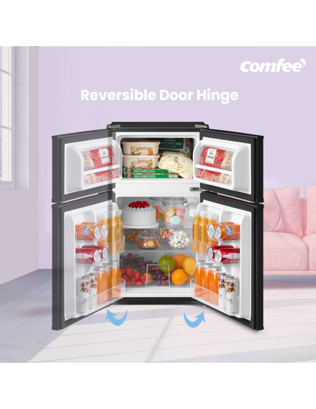 COMFEE White 87L 2-Section Under Counter Fridge Freezer with Removable Shelves (AJ0390)
