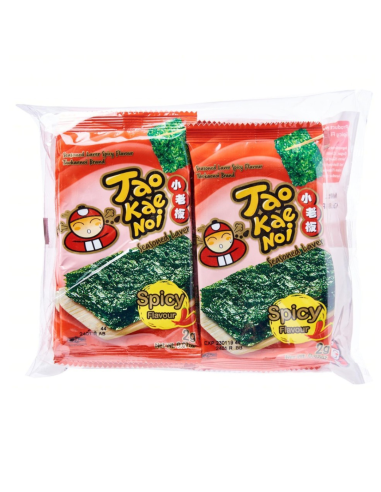Tao Kae Noi Roasted Seaweed Laver Spicy Flavour 16g (8X2g)