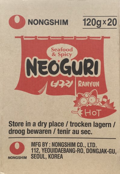 Nongshim Neoguri Spicy Seafood Noodle Ramyun 20x120g