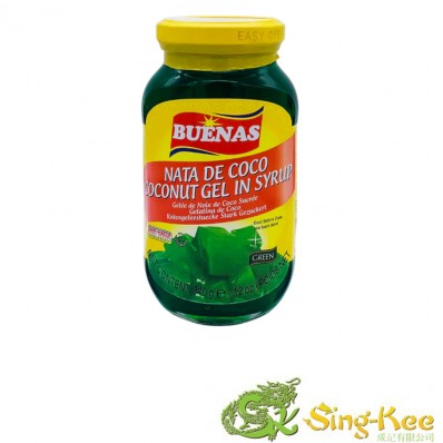 Buenas Nata De Coco Coconut Gel In Syrup (Green) 340g