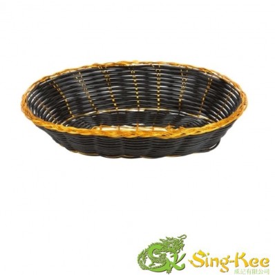Oval Gold Trim Black Basket 229x159x57mm
