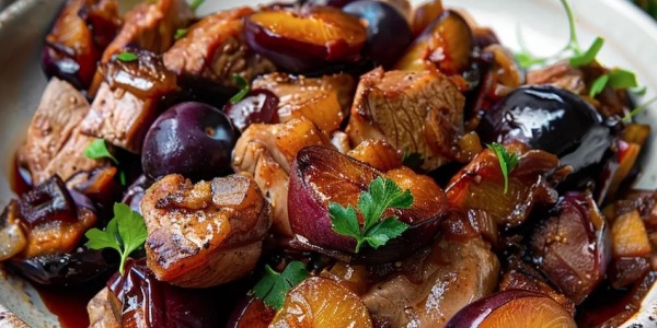 Braised Pork with Plums 